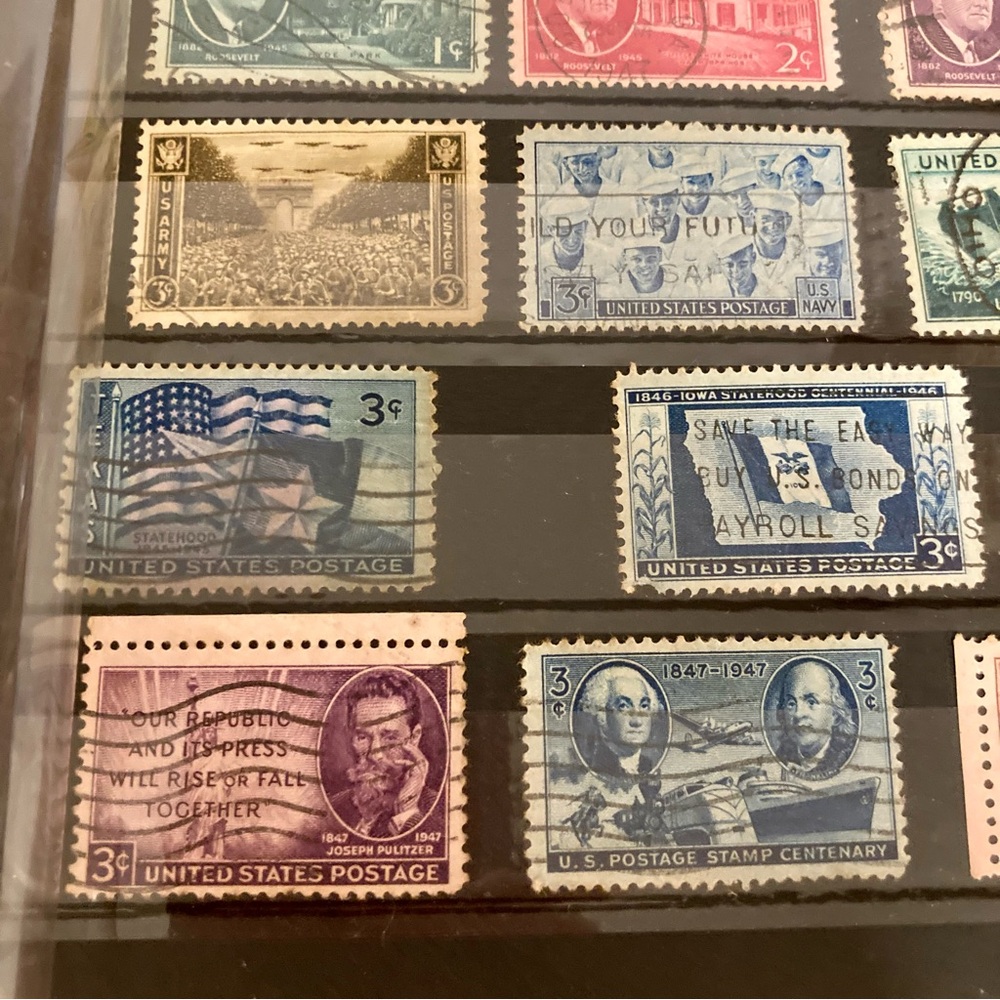1940s Vintage Stamp Collection Page Ephemera US Stamps WWII Collectibles - Picture 9 of 15